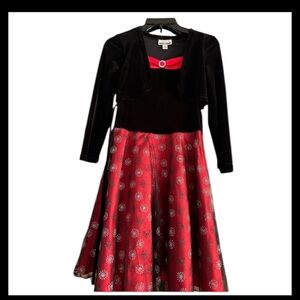 Amy's Closet Red and Black Dress with Jewel Accent